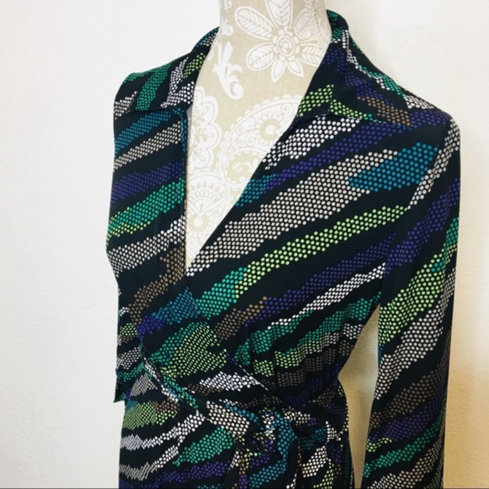 Ellen Tracy Medium Wrap Dress Multi Color d911 - Picture 5 of 8